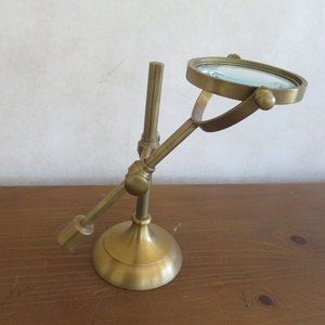 VTG Vintage Antique Edwardian Victorian Brass Magnifying Glass Adjustable Stand